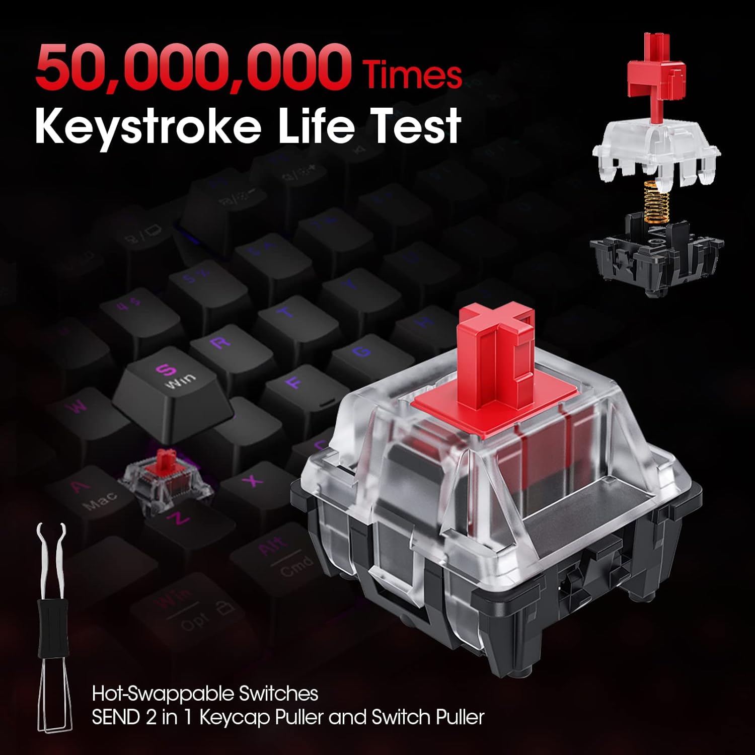 KOORUI MK104 Red Wired Mechanical Gaming Keyboard