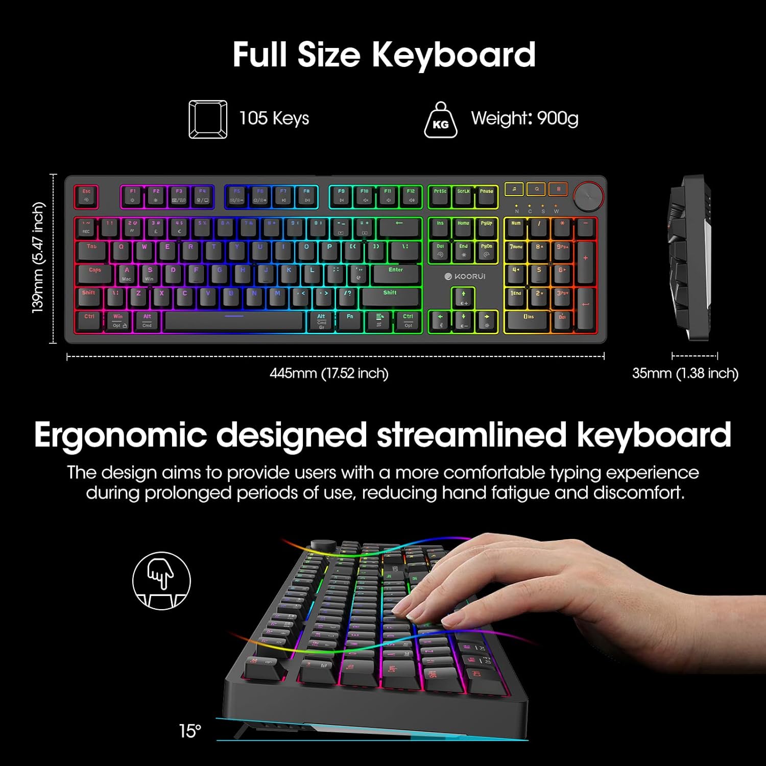 KOORUI MK104 Brown Wired Mechanical Gaming Keyboard