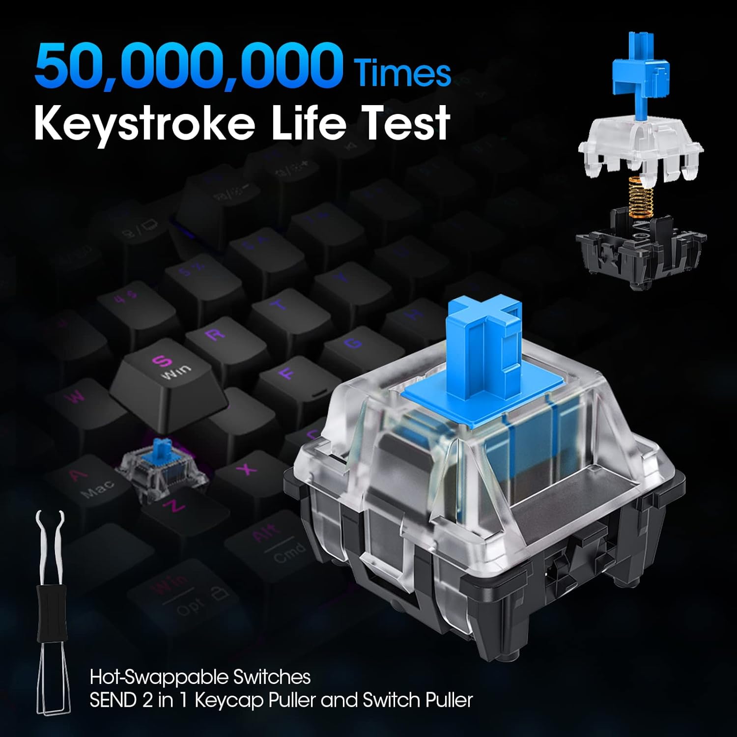 KOORUI MK104 Blue Wired Mechanical Gaming Keyboard