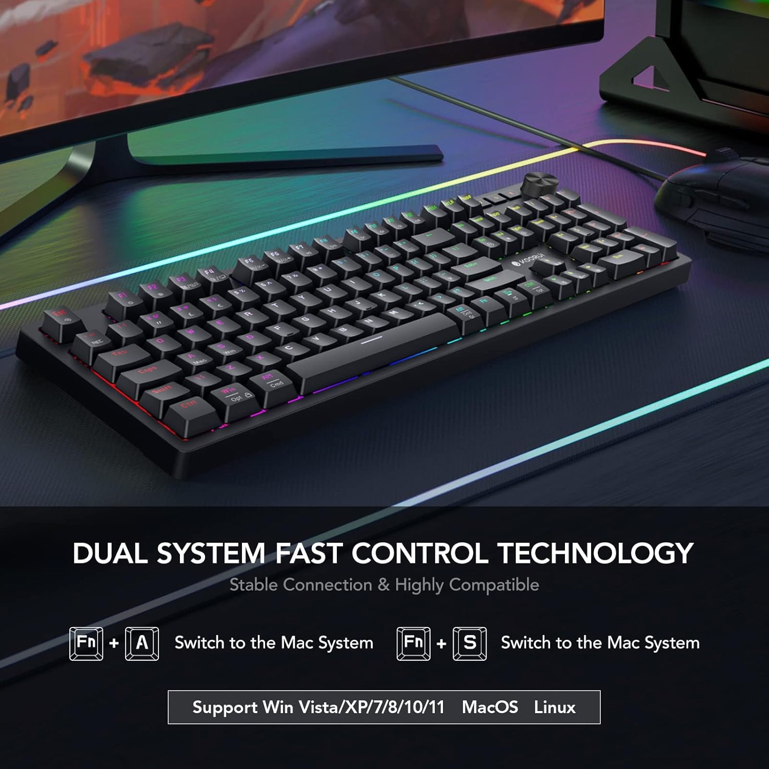 KOORUI MK104 Brown Wired Mechanical Gaming Keyboard