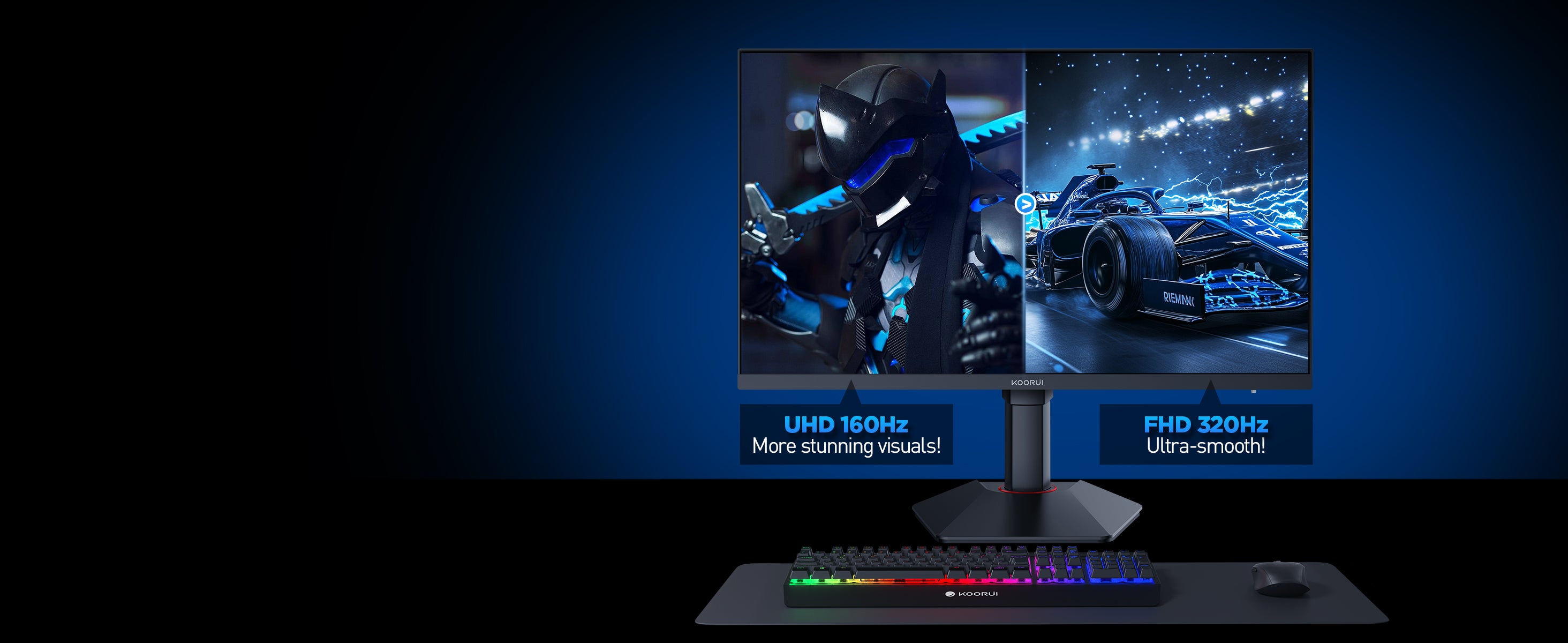 KOORUI G2741L 27-inch IPS 4K UHD Dual-Mode 160Hz+UHD/320Hz+FHD