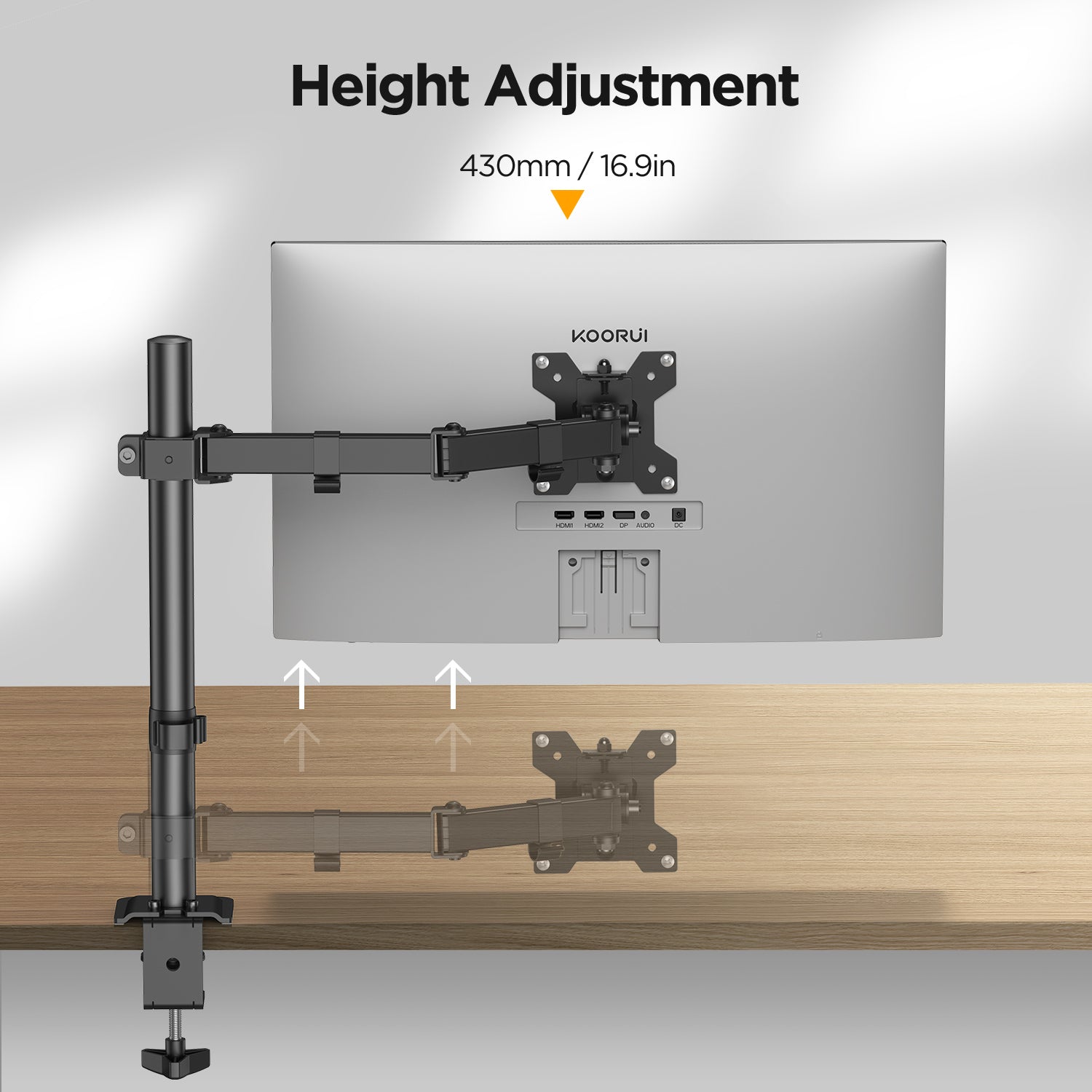 KOORUI KR10G Single Monitor Stand Desk Mount for 13-32 Inch Holds Screens