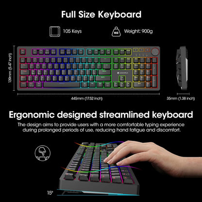 KOORUI MK104 Red Wired Mechanical Gaming Keyboard