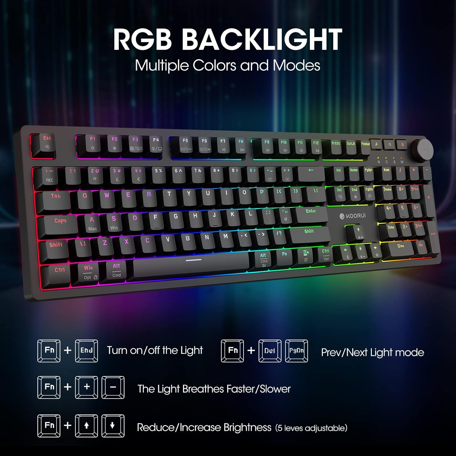 KOORUI MK104 Brown Wired Mechanical Gaming Keyboard