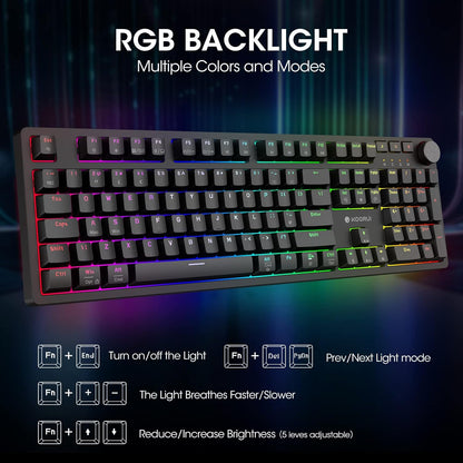 KOORUI MK104 Red Wired Mechanical Gaming Keyboard