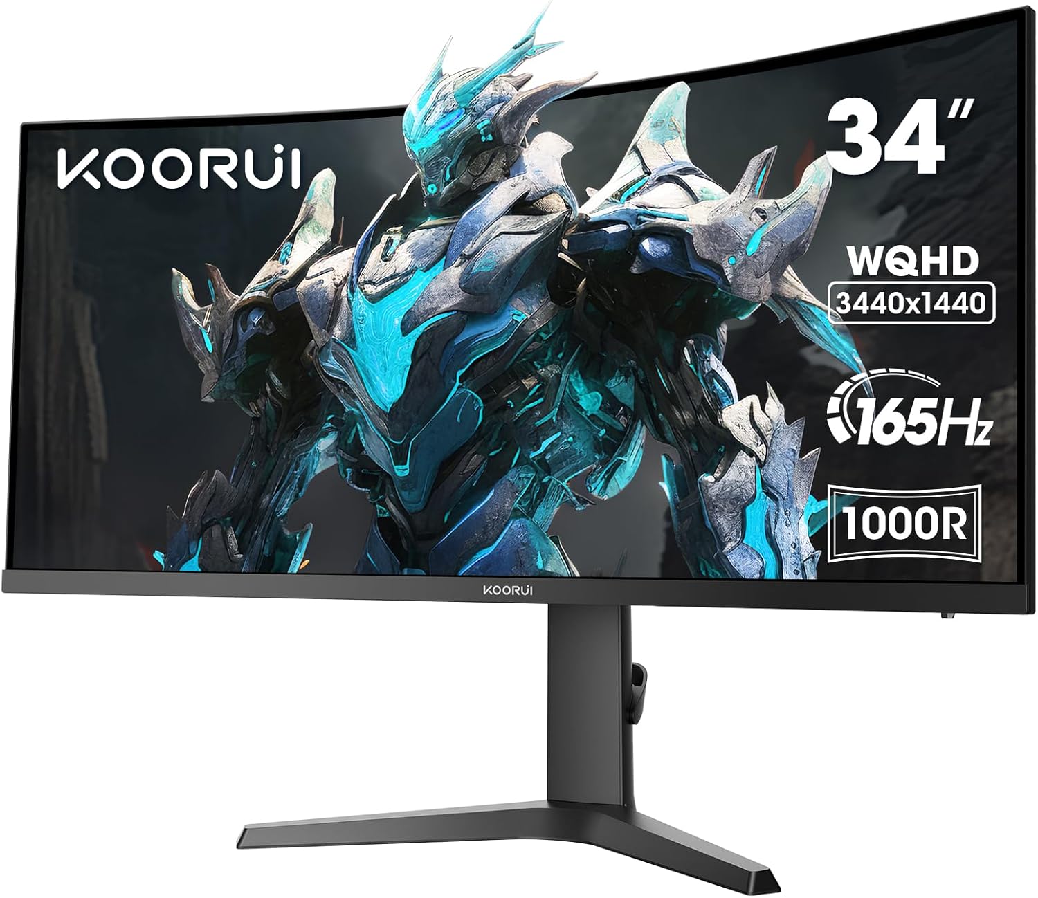 KOORUI 34E6UC 34" Ultrawide WQHD 165Hz Curved Gaming Monitor, HDR400