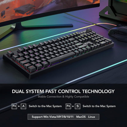 KOORUI MK104 Brown Wired Mechanical Gaming Keyboard