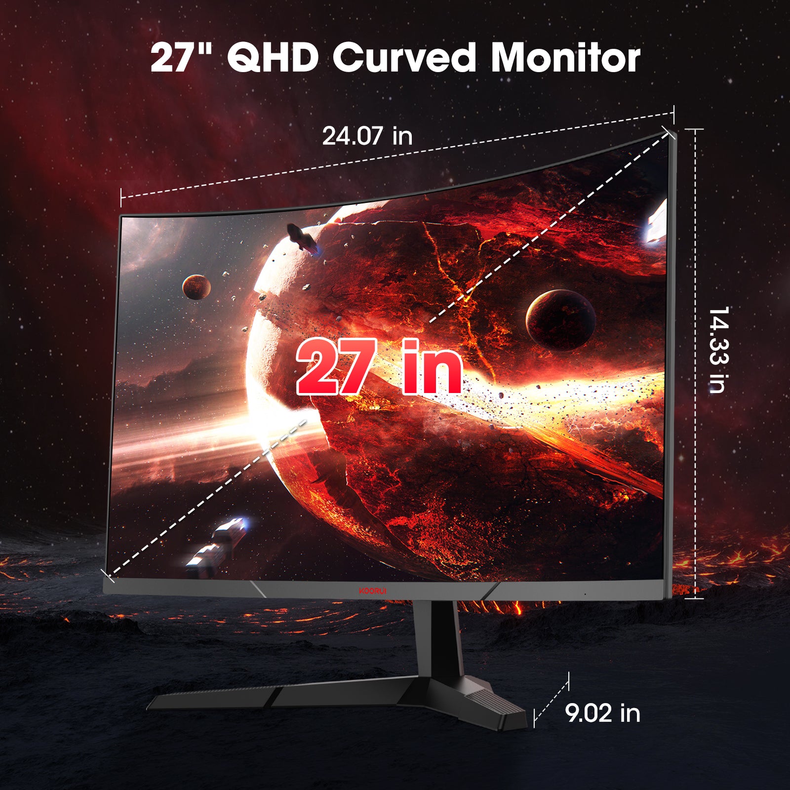 KOORUI 27E6QCA 27-inch VA QHD 180Hz Curved Gaming Monitor – KOORUI UK