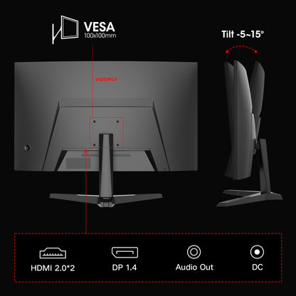 KOORUI 27E6QCA 27-inch VA QHD 180Hz Curved Gaming Monitor