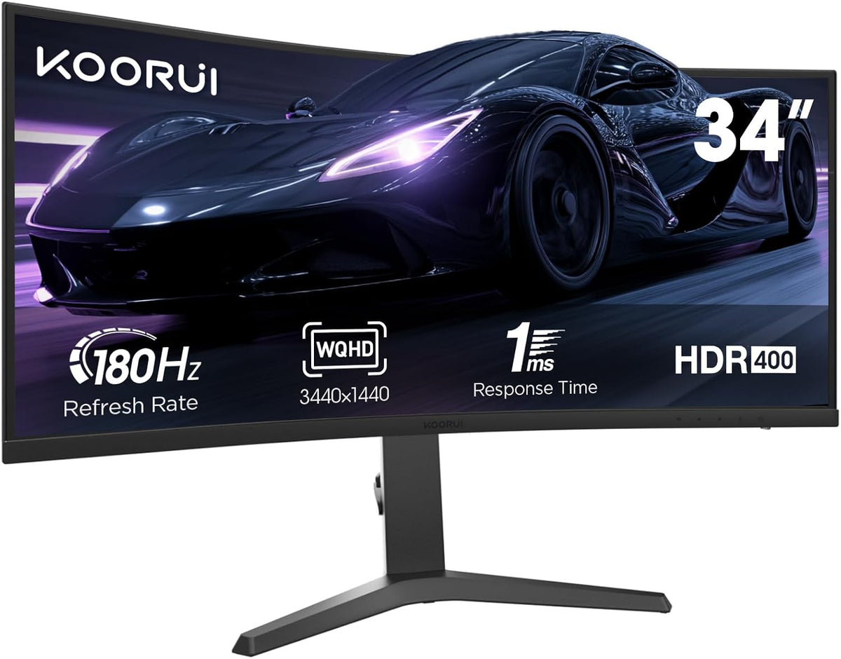 KOORUI 34E6UC 34-inch VA WQHD 180Hz Curved Gaming Monitor