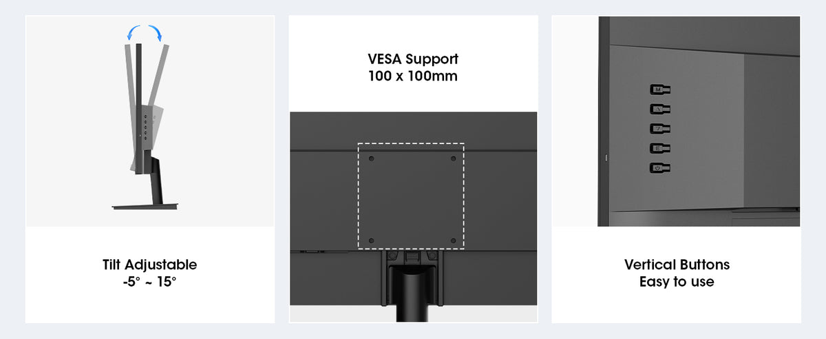 KOORUI E2212H — Tilt and VESA mounting