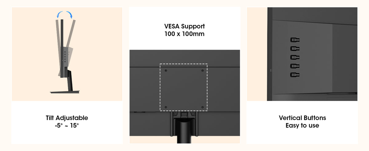 KOORUI E2412K — Tilt and VESA mounting