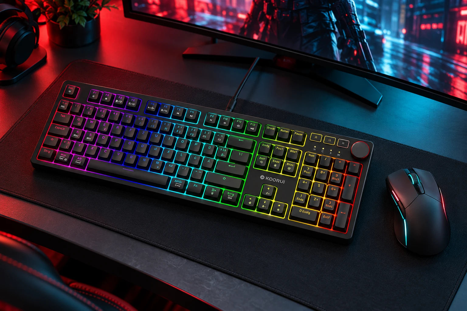 KOORUI RGB mechanical keyboard with a gaming mouse